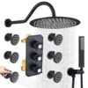 12 Inch Thermostatic Matte Black Shower System 1
