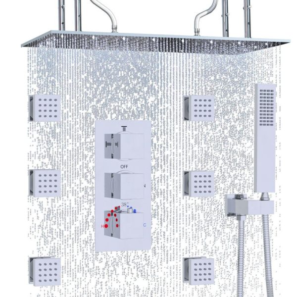 LED Rainfall Shower Multi Shower Head Thermostatic Shower System