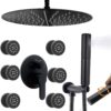 16 Inch Matte Black Round Rain Shower