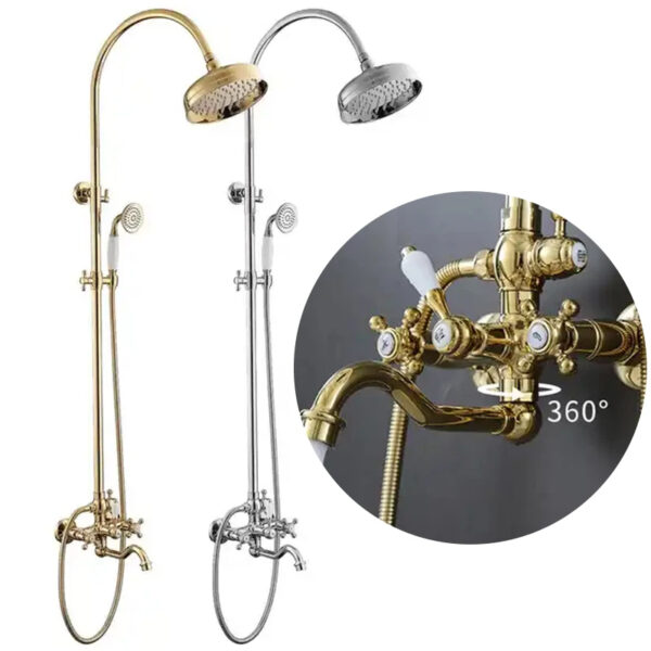 2-Handle Shower Faucet Combo Brass Shower Set Bathroom Shower Set