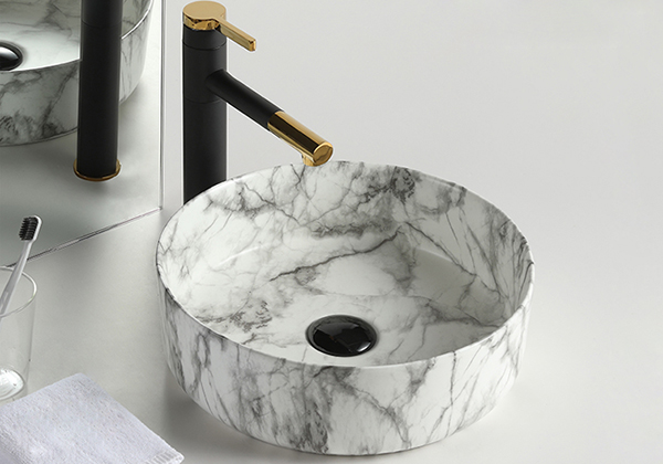 Marble Pattern Wash Basin Modified Acrylic Solid Surface Ceramic Bathroom Basin Art Basins