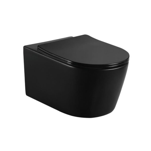 European Style Modern Bathroom Toilet Frameless Toilet Sanitary Ware Matte Black Ceramic Wall Hung Toilet - Imagen 4