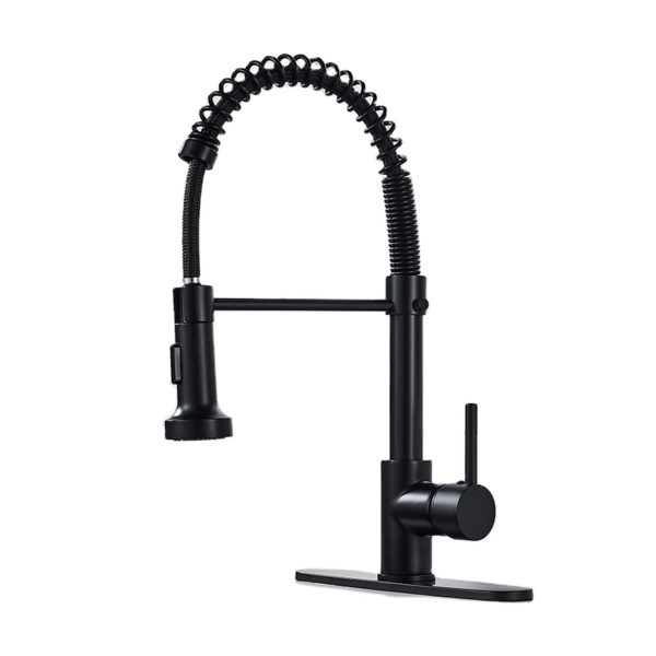 Factory price single handle sink faucet pull down kitchen faucet 304 stainless steel matte black kitchen faucets 01 MP0202 B