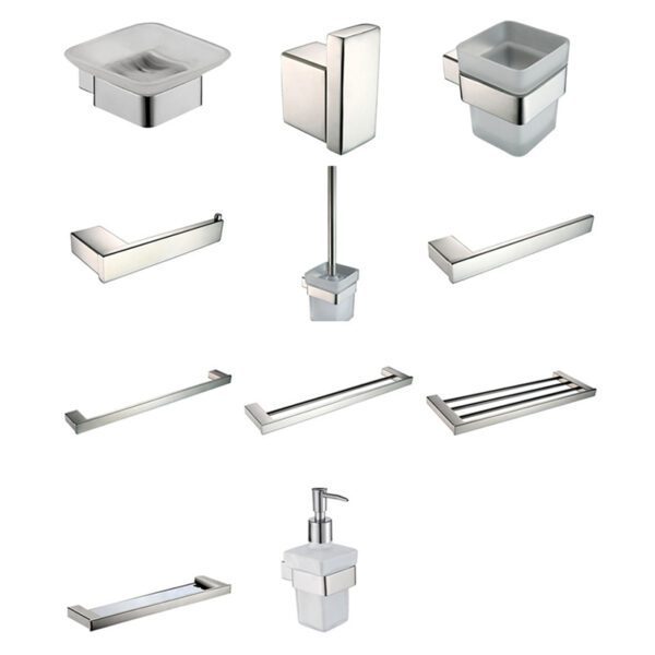 ⁦Modern hardware suit aluminum square brass bathroom toilet bathroom accessories set⁩ - الصورة ⁦3⁩