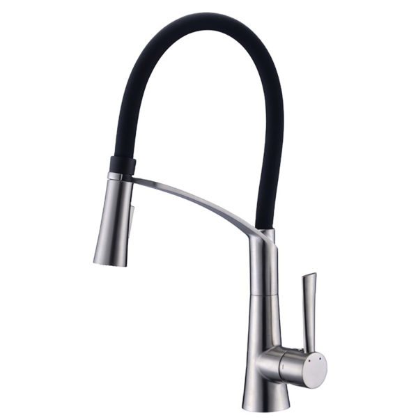 New design single handle LED kitchen faucets brass black pull out spring loaded kitchen sink mixer tap faucets 1 MP0223 B