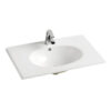 Cheap hotel oval solid wash basin modern simple white rectangular ceramic bathroom sink thin side basin TB013 75