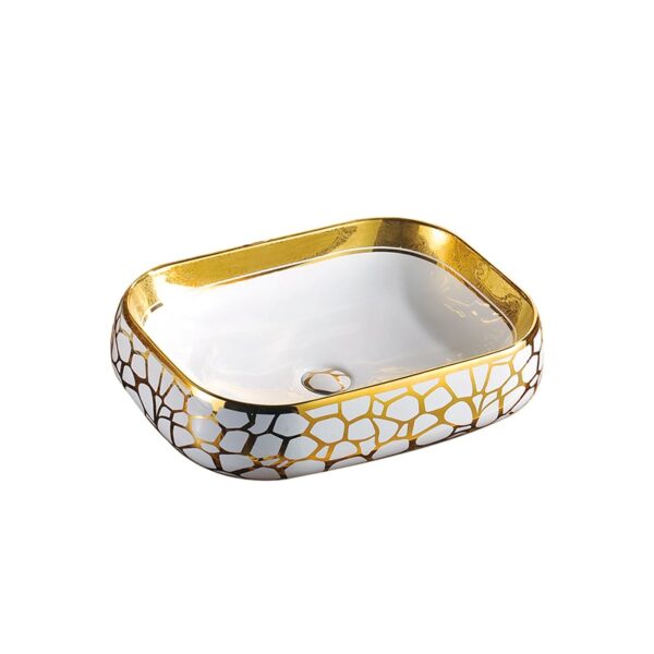 bathroom golden ceramic washbasin