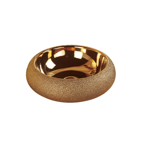 Wash Basin Round Ceramic Bathroom Sink Rose Gold Vanity