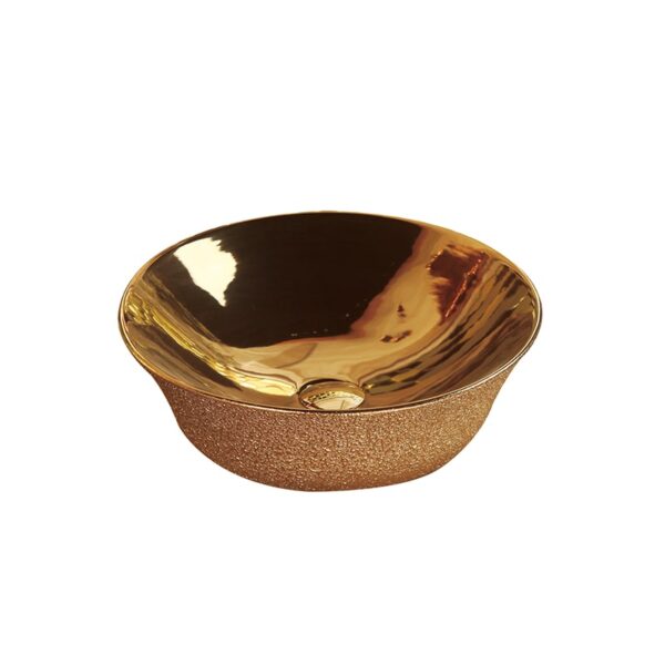 Wash Basin Round Ceramic Bathroom Sink Rose Gold Vanity