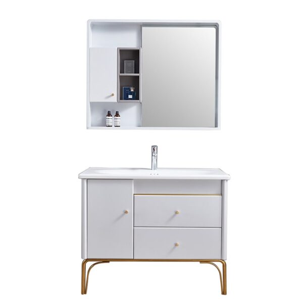 White and Gold Bathroom Vanity Cabinet