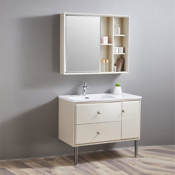 European style hot sale floor standing bathroom cabinet with legs stainless steel bathroom cabinet