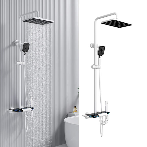 2025 hot sale Brass Hot and cold Water Thermostatic White Rainfall For Home Bathroom Faucets Shower Set