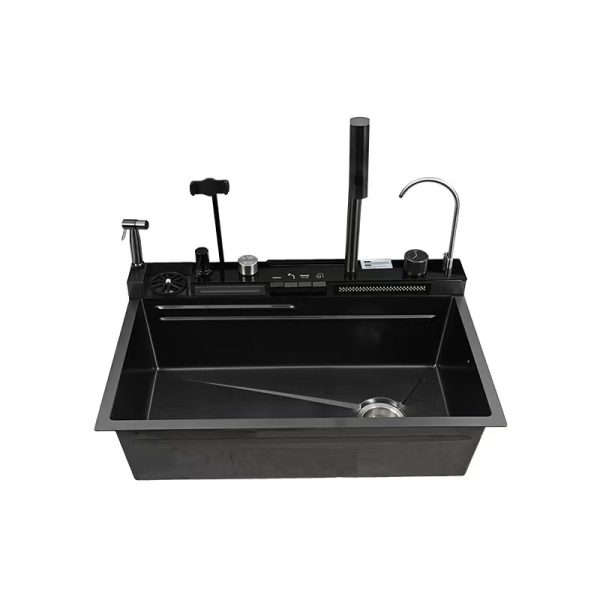 2025 New Design Modern Multifunction Stainless Steel Kitchen Sink Handmade Single Bowl with Strainer and I-Phone Shelf