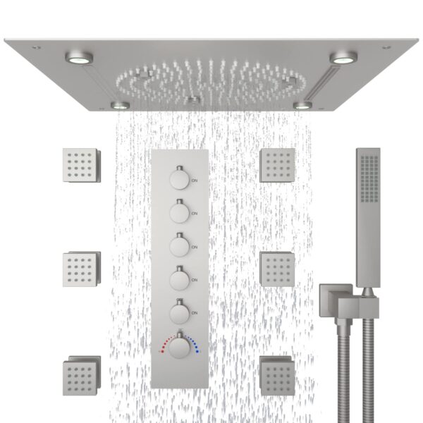 20Inch LED Large Horizontal Square Ceiling Shower Thermostatic Rain Shower System