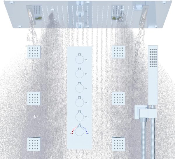 3 Functions Rain Shower Head System 15x28inch Brass Complete Rainfall Shower System