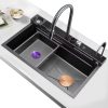 30 Inch Multi-functional Piano Kitchen Sink Stainless Steel Single Bowl Hidden Waterfall Kitchen Sink With Cup Washer and Tray 30 Inch Multi functional Piano Kitchen Sink 30 Inch Multi functional Piano Kitchen Sink