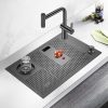 304 Stainless Steel Concealed Kitchen Sink Hidden Black Undermount Single Bowl with Faucet Square Shape and Two Holes 304 Stainless Steel Concealed Kitchen Sink Hidden 304 Stainless Steel Concealed Kitchen Sink Hidden