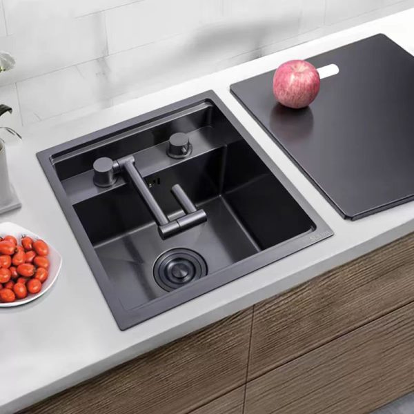 304 Stainless Steel Sink Kitchen Nano Black Bar Concealed Balcony Sink Mixer Outdoor Undermount Small Hidden Workstation Sinks