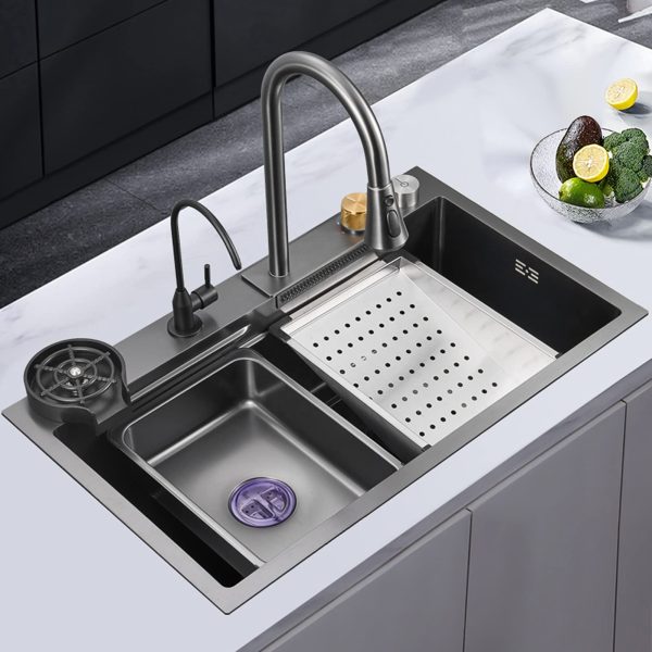 304 Stainless Steel Sink Multi Functions Gun Black Rainfall Sink Kitchen Sink
