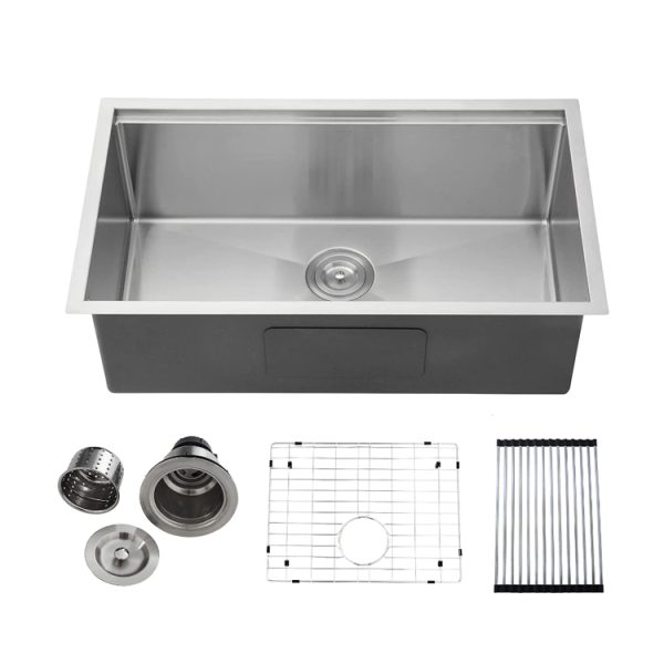 32 Inch Workstation Ledge Undermount 18 Gauge Stainless Steel Kitchen Sink Single Bowl Handmade Sink