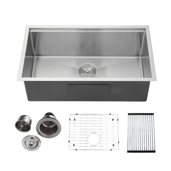 32 Inch Workstation Ledge Undermount 18 Gauge Stainless Steel Kitchen Sink Single Bowl Handmade Sink