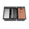 33 Inch Gunmetal Black Sink Stainless Steel Kitchen Sinks Double Bowl Workstation Sink 33 Inch Gunmetal Black Sink Stainless Steel 33 Inch Gunmetal Black Sink Stainless Steel