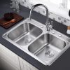 Factory Price Durable Topmount 50/50 Double Bowl 16 Gauge Stainless Steel Kitchen Sink 8456 Factory Price Durable Topmount 50 50 8456 Factory Price Durable Topmount 50 50