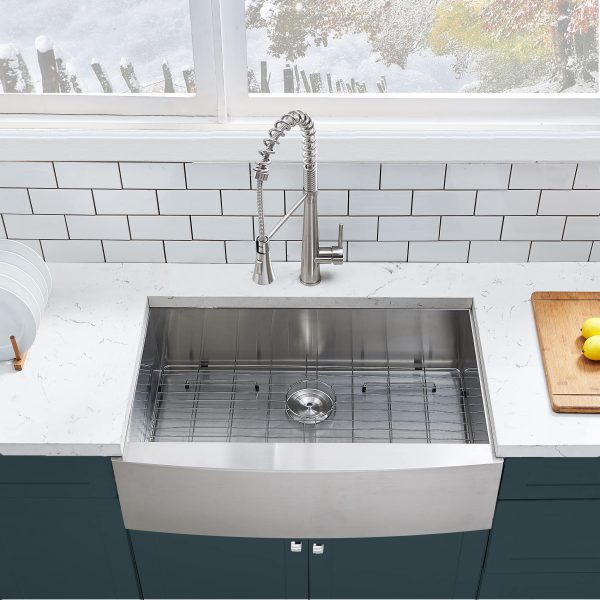 Apron Front Graduated Basin Ledge 16 Gauge Stainless Steel Single Basin Zero Radius Kitchen Sink