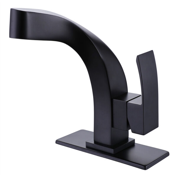 New Design Hot Cold Water Supply Deck Mounted Single Hole Black Finished Brass Bathroom Basin Mixer Faucet