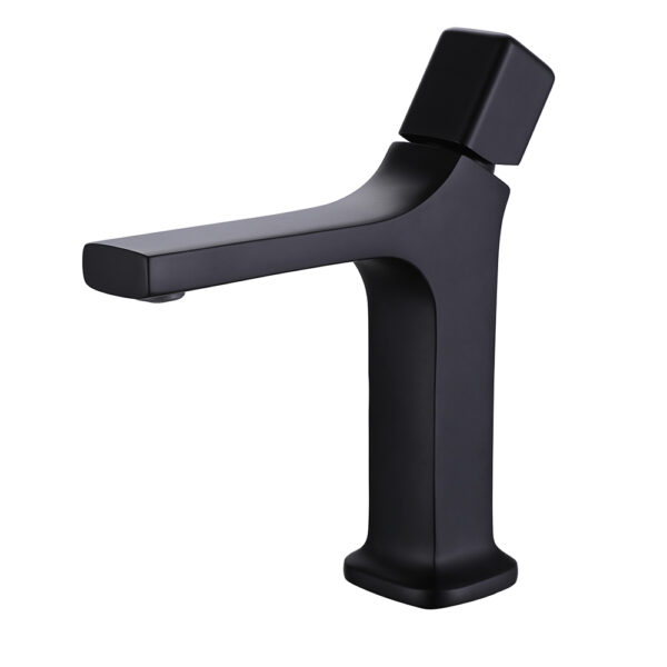 Mounted Black Brass Sink Faucet Hot Cold Water Tap with Single Knob Hand Wash Basin Mixer Faucet