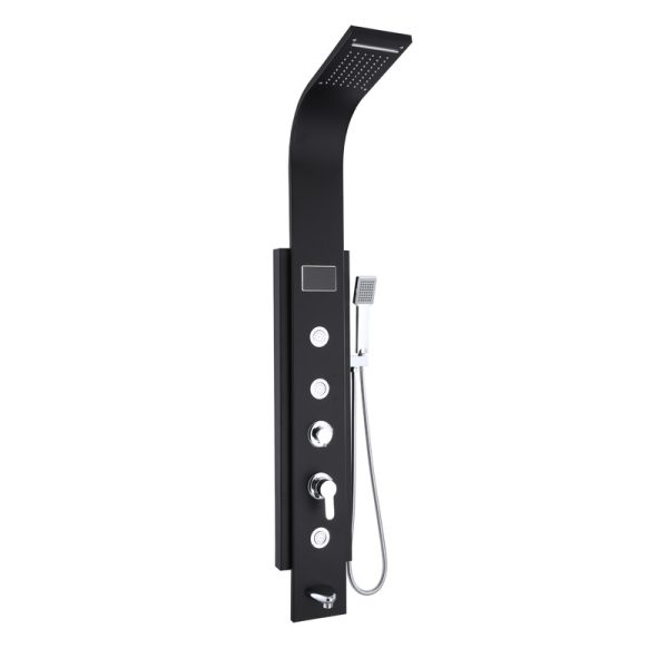 Bathroom 304 Stainless Steel Black LED Shower Screen Shower Panel System
