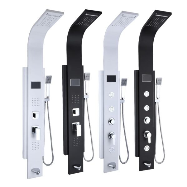 Bathroom 304 Stainless Steel Chrome LED Shower Panel System