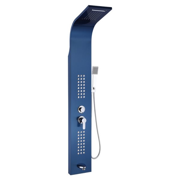 Bathroom 304 Stainless Steel LED Shower Panel System Blue Five Speed Shower Screen Shower Head SET