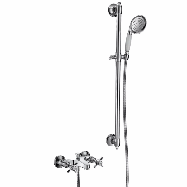 Bathroom Chrome Thermostatic Mixer Faucet Shower Set with Slide Bar Hand Shower