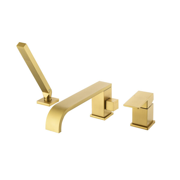 Bathroom Manufacturer Three-Hole Chrome Brass Bathroom Bath Faucets Golden Bathtub Shower Tap