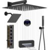 Bathroom Matte Black Shower System Temperature Display