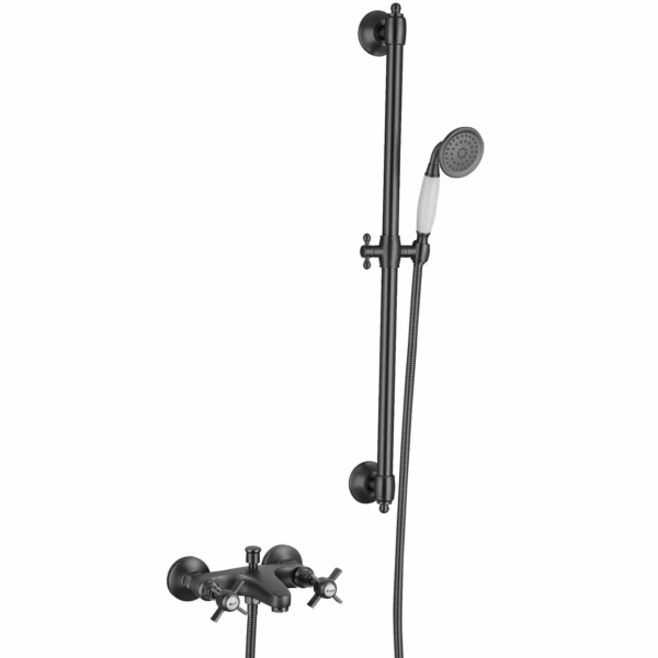 Bathroom Matte Black Thermostatic Mixer Faucet Shower Set with Slide Bar Hand Shower