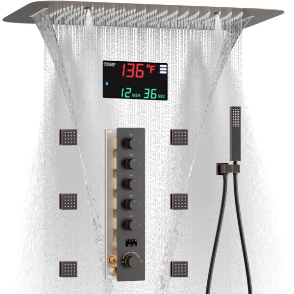 Bathroom Bronze Temperature Digital Display Shower System