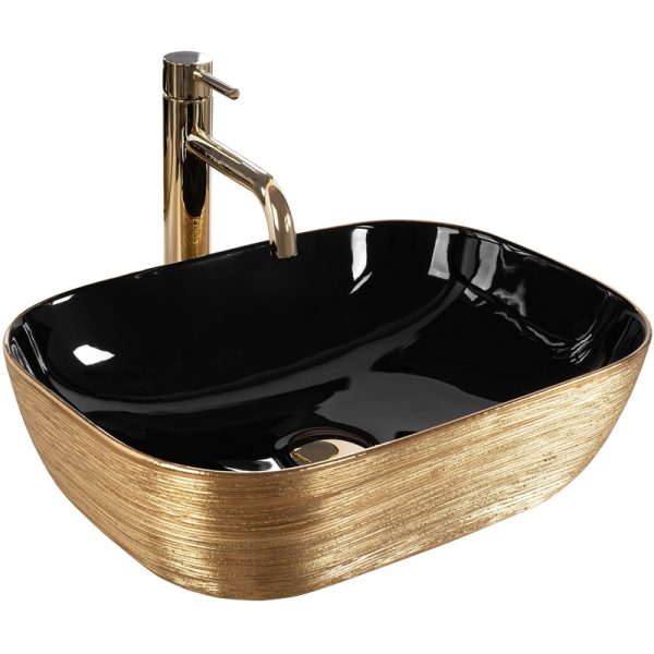 Bathroom Sinks Electroplated Gold Black Ceramic Countertop Washing Basin Washroom Cabinet Sink