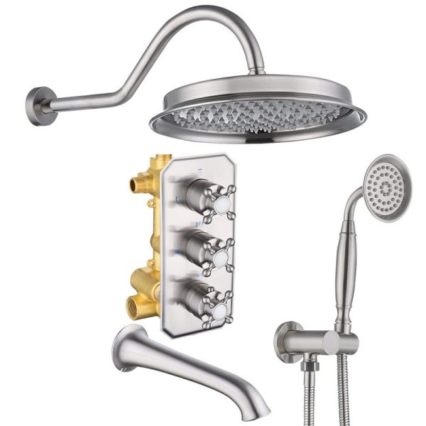 Bathroom with 9 Inch Rain Shower Head Wall Mounted Shower Faucet Set