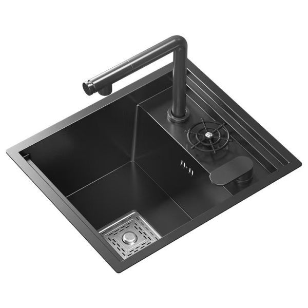 304 Stainless Steel Handmade Concealed Kitchen Sink Bar Wash Basin Sinks With Folding Faucet