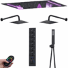 Black Thermostatic Shower System Rainfall Shower Head