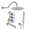 Brass Chrome Shower Mixer Set Bathroom Rain