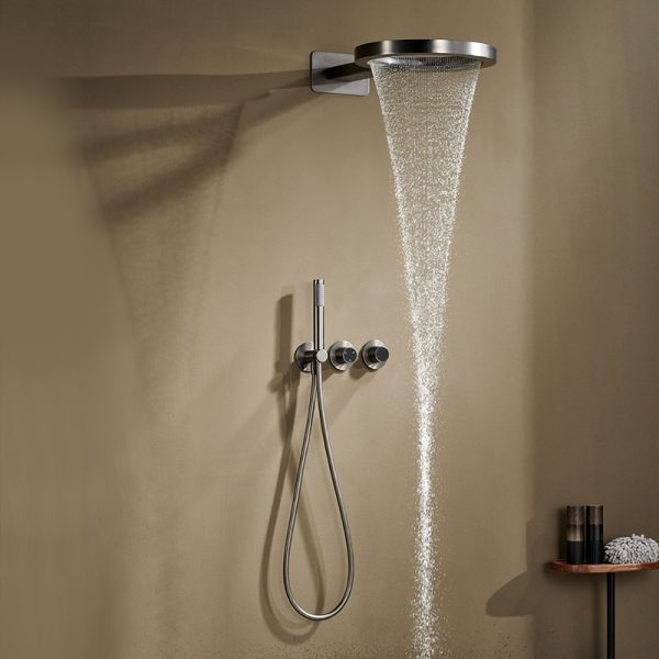 Brass Single-Handle Rain Mixer Shower Faucet Set SUS304 Waterfall Ceiling Mount 3-Function Concealed Shower Head Ceramic Top