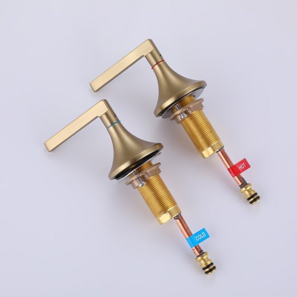 Brushed Gold Bathroom Faucet 2 Handle 3 Hole Brass Sink Faucet Bathroom Basin Water Mixer Taps For Bathroom - Imagem 20