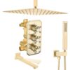 Brushed Gold Shower System 12 Inches Ceiling