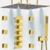 Brushed Gold Thermostatic Shower System LED 16