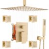 Brushed Gold Thermostatic Shower System with Massage