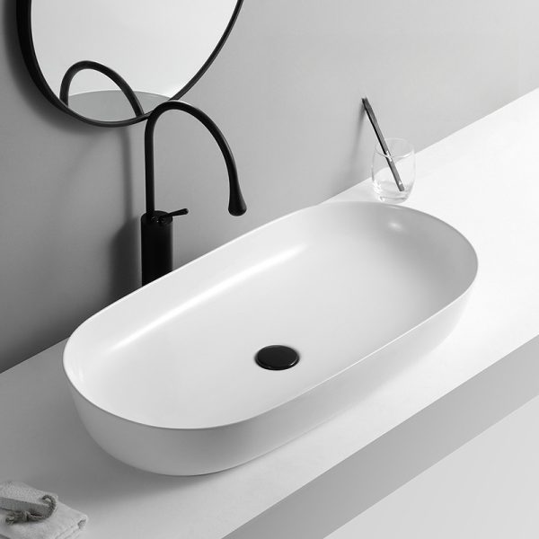 Ceramic Basin Big Size Large Long Oval Rectangular Hand Wash Basin Glossy White Washing Sinks