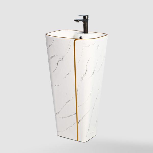 Chaozhou Factory Modern Style One-piece Pedestal Ceramic Bathroom Set Economically Priced Wash Basin for Hospital Use